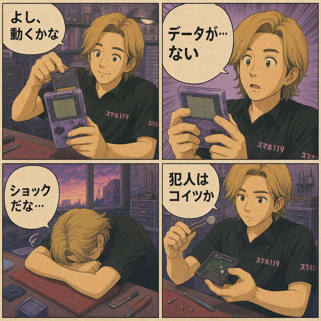 ゲームのセーブデータが消えていて青ざめる4コマ漫画