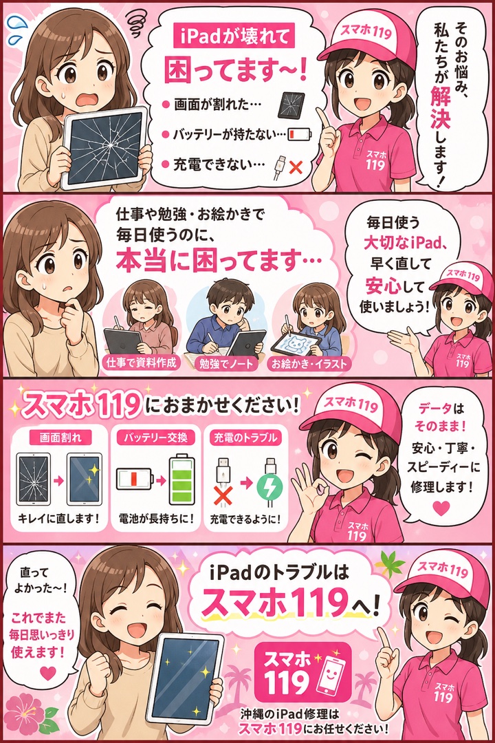iPadが壊れて困る4コマ漫画