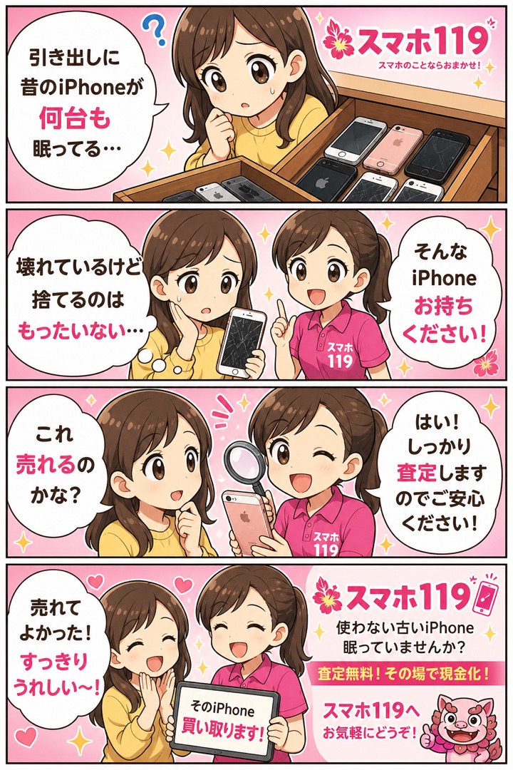 使わない古いiPhoneが眠っている4コマ漫画